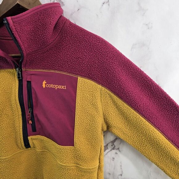 Cotopaxi Pullover Womens Small Yellow Pink Quarter Zip Abrazo Fleece Raspberry - Picture 10 of 11